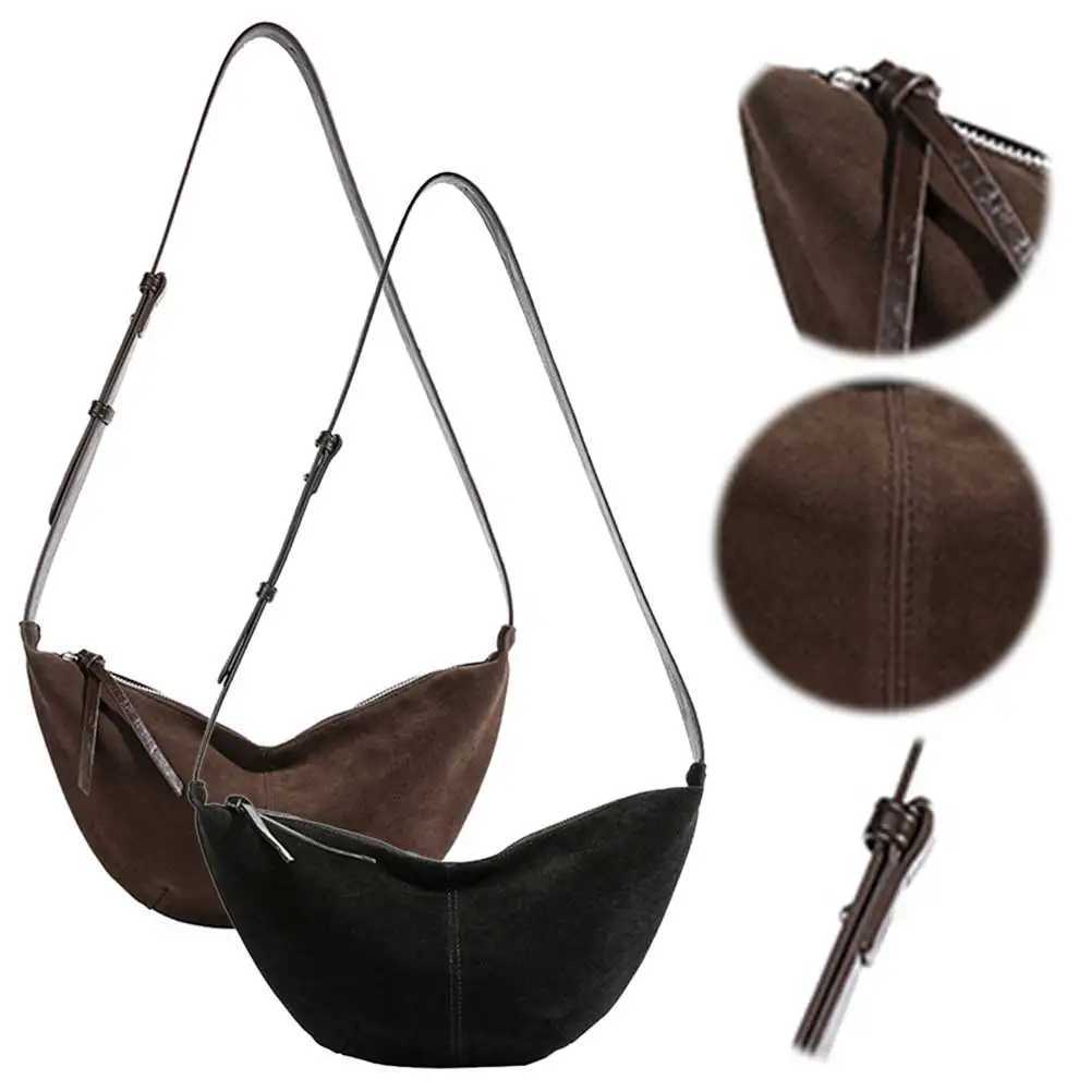 Crescent Bag for Wen Men Adjustable Strap Crossbody Bag Suede Mti-pocket Hobo Sling Bag Dumpling Bag for Work Travel Y251211