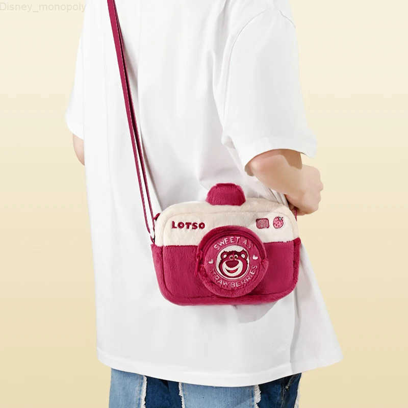 Disney potdemiel Strawberry Bear Chichititi Camera Bag One Shoulder Crossbody Plush Female Anime Accessories Children Kawaii H251212