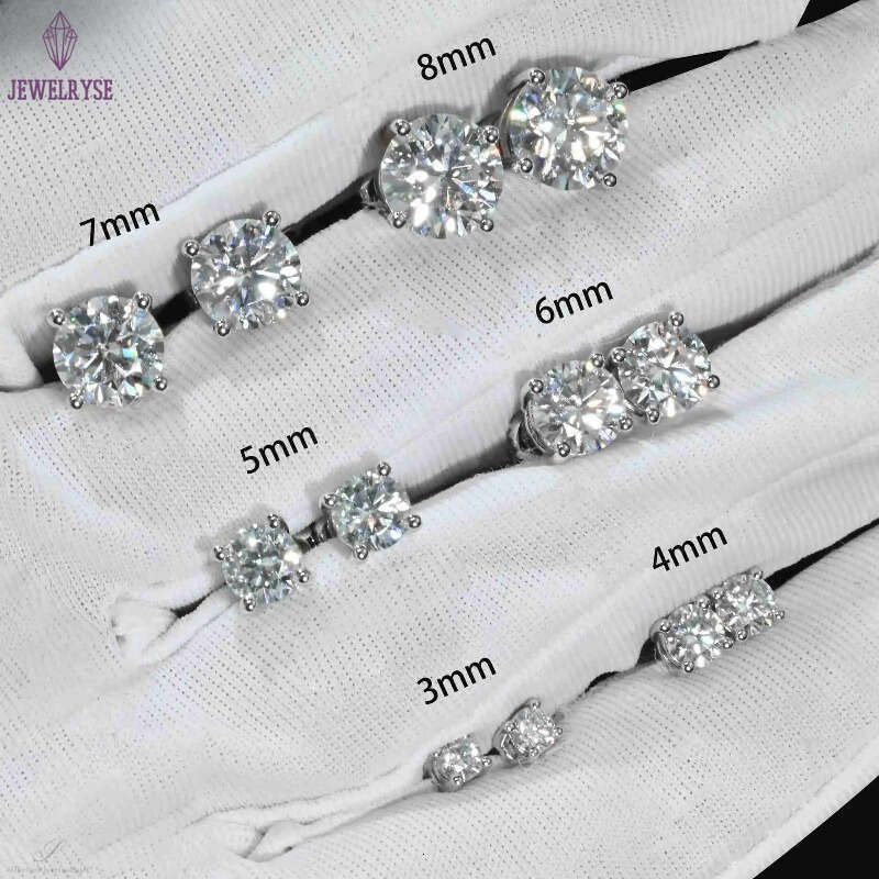 Stud Wholesale Vvs Diamond Earring Factory Price 10k 14k 18k Solid Gold Round Brilliant Cut Moissanite Hoop Stud Earrings Men Women