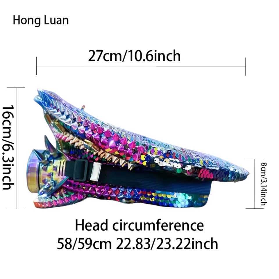 HongLuan Disco Steampunk Captain Hat Rhinestone with Goggles for Burning Man Festival Woman Military Accessories Cap for Man X251212 - view 6
