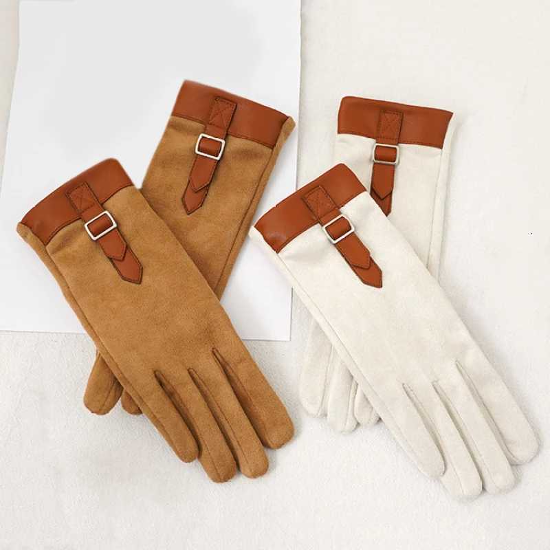 New Women Fashion Elegant Business Style Suede Keep Warm Touch Screen Gloves Drive Skiing Cycling Not Bloated Fleece Y251211