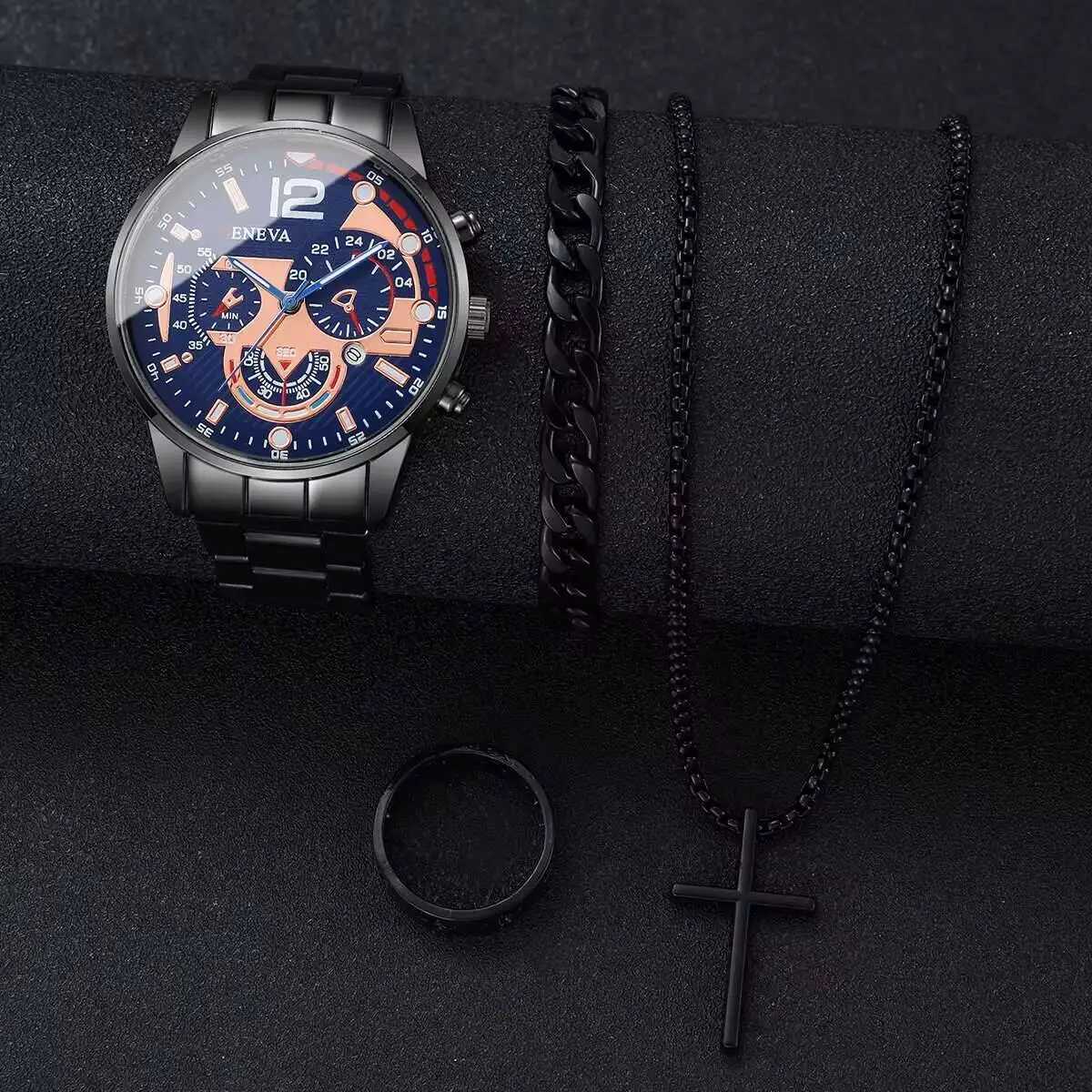 8 Pcs/set Mens Fashion Quartz Watches Luxury Business Watch for Men Jewelry Set Watch Mens Watch Without Box Y251212