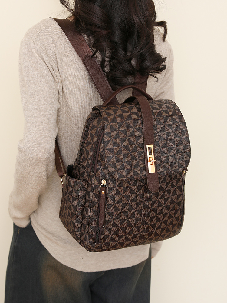 Women New Backpack Retro Simple Design Casual Print Large Capacity School Bag Fashion Trend