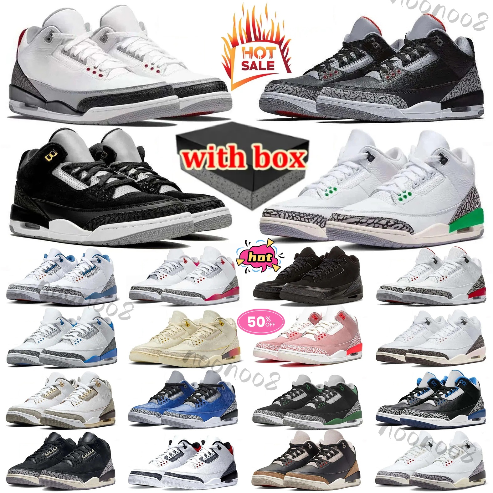 With Box Designer 3s Sports Sneakers Basketball Shoes 3 Men Pure Money Black Cat Valentines Day Free Throw Line Metallic Sier For the love UNC Womens Trainers dfer