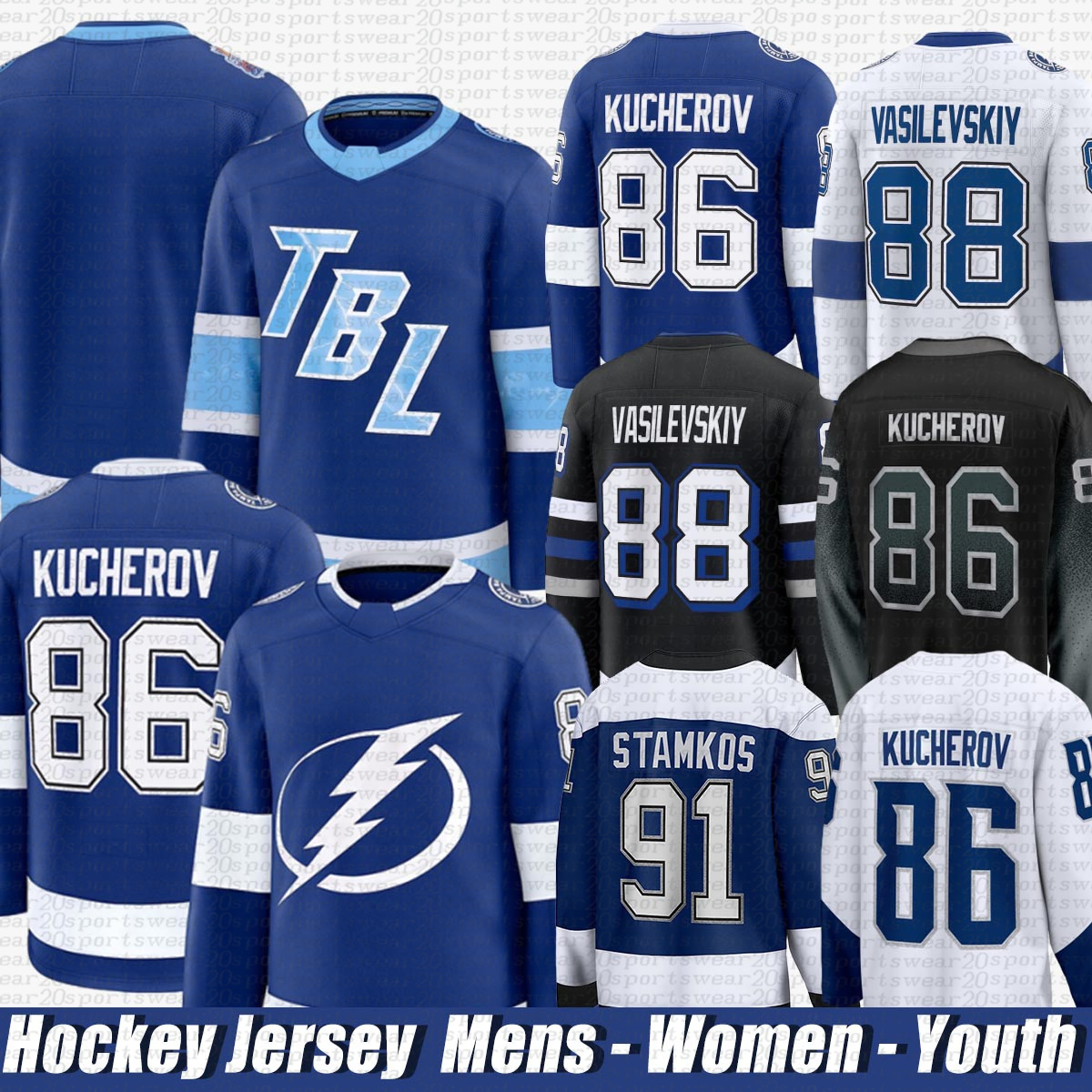 86 Nikita Kucherov tampa bay hockey jersey lightning jersey Andrei Vasilevskiy Steven Stamkos Brayden Point Victor Hedman Brandon Hagel Anthony Cirelli jerseys