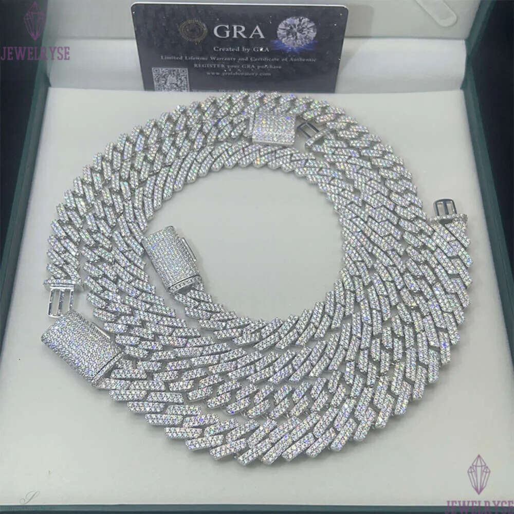 Mossanite 8mm 10mm 12mm Dropshipping Gold Plated Sier Hip Hop Iced Out Moissanite Cuban k Chain Jewelry