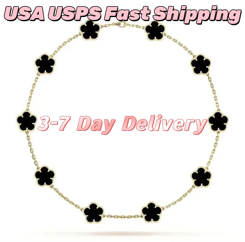 Necklaces Four Leaf necklaces for Women Stainless 10 Motif Four Leaf Flower Steel Plated Gold Jewelry Woman Mother Of Pearl Clover Necklace