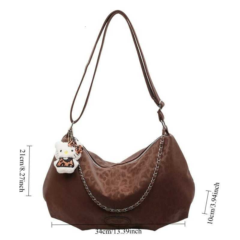 Leopard Print Cmuting Crossbody Bag French Lazy Style Large Capacity Shoder Bag for Wen Texture and Versatile Storage Bags Y251211