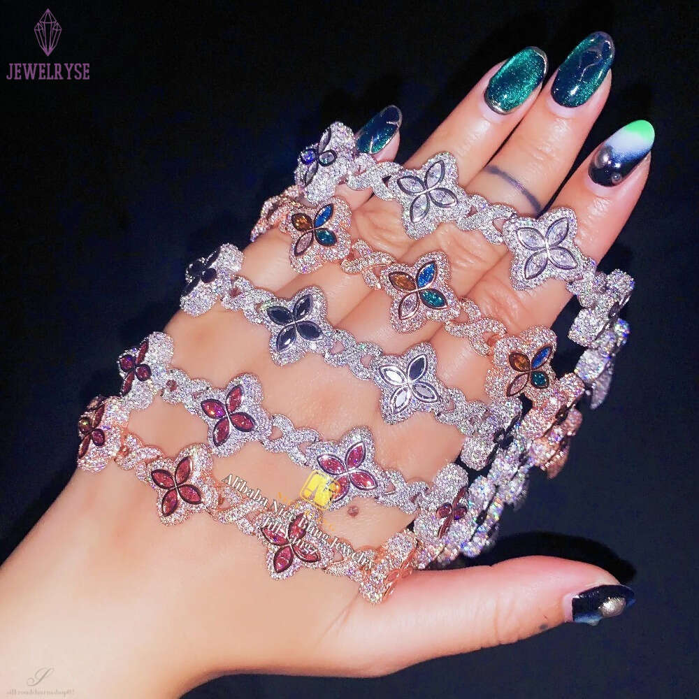 Moissanite Flower Cuban Pendant Necklace in Ready Supply Hip Hop Fancy Dnd - like Cuban Link Chain Moissanite 925 Suitable for Both Daily Wear and For