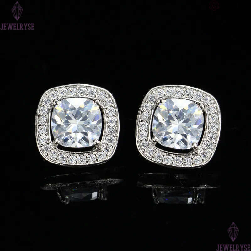 Top Grade Multicolor Square AAA Cubic Zirconia Earrings Stud Designer Copper Jewelry 16mm White Blue Red Diamond Silver Gemstone Earring For Women Gif