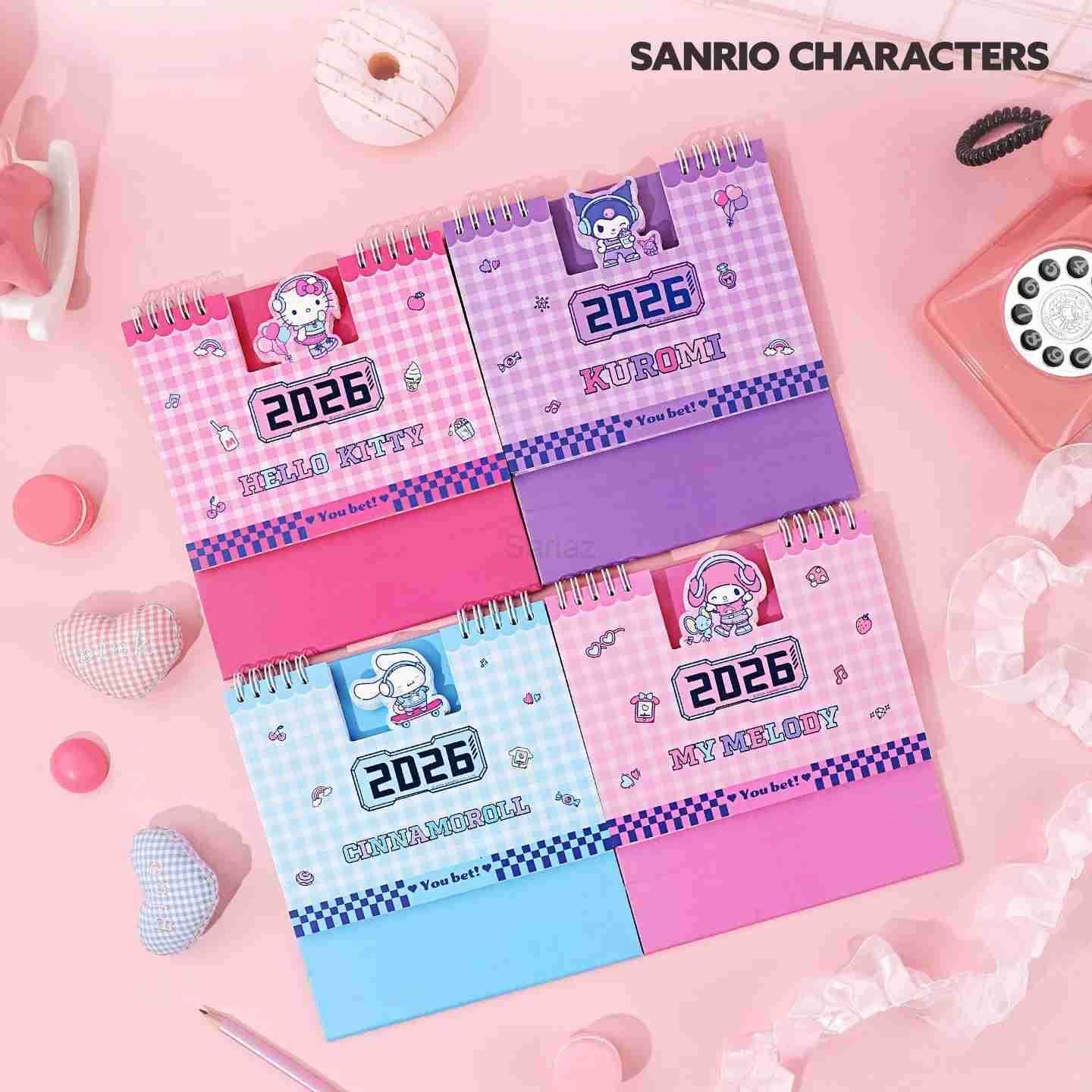 Sanrio 2026 New Hello Kitty My Melody Cute Series Small Calendar Cartoon Kuromi Student Memo Office Desktop Vertical Calendar H251212