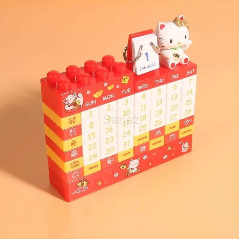 Sanrio 2025 New Year Hello Kitty Desk Calendar Cartoon Anime Action Figures Available Every Year Not Overdue ChildrenS Gift New H251212