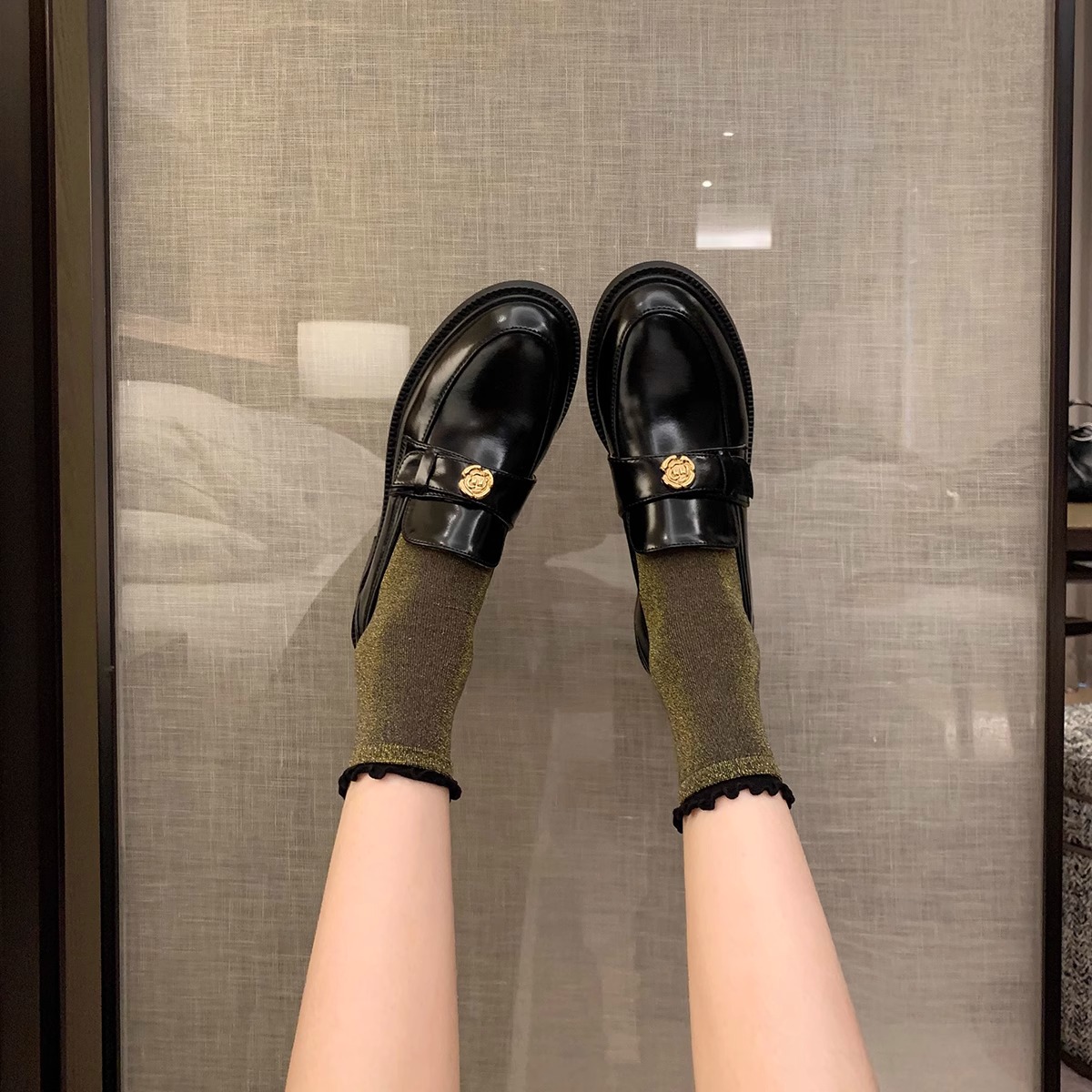 Women's Block Heel Loafers 2026 New Autumn Winter British Style Platform Slip-On Soft-Soled Round-Toe Leather Shoes