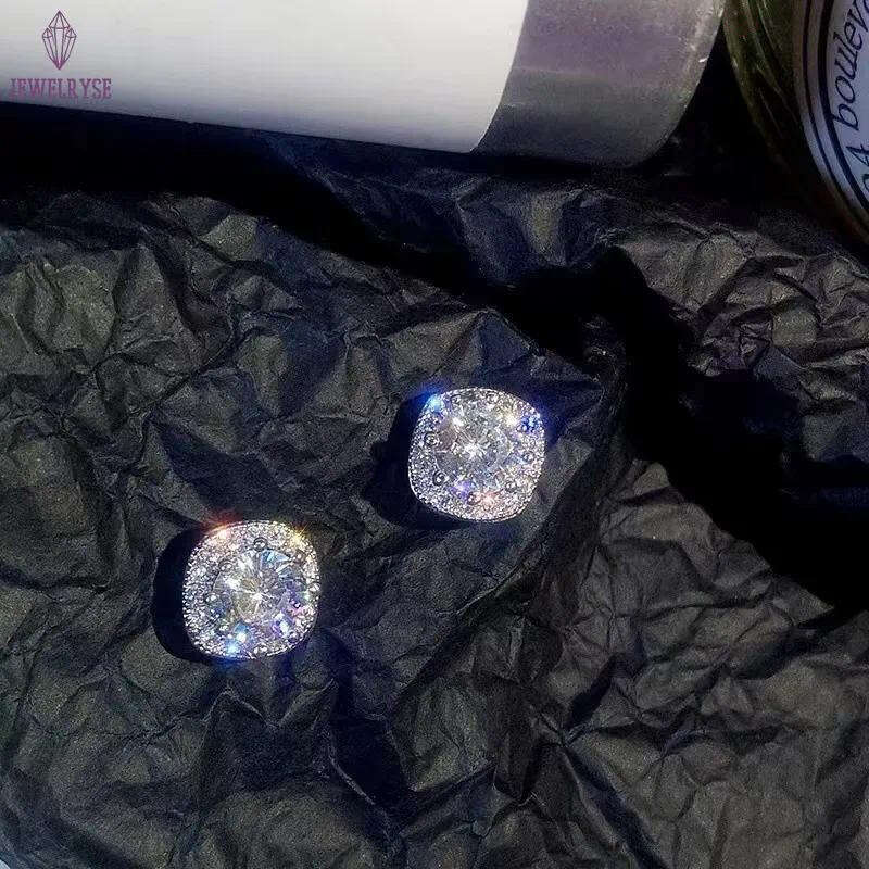 classic diamond earring desinger jewelry Women S925 silver six claw inlaid with diamond earrings hip-hop trend moissanite stone earrings studs Rock Ra