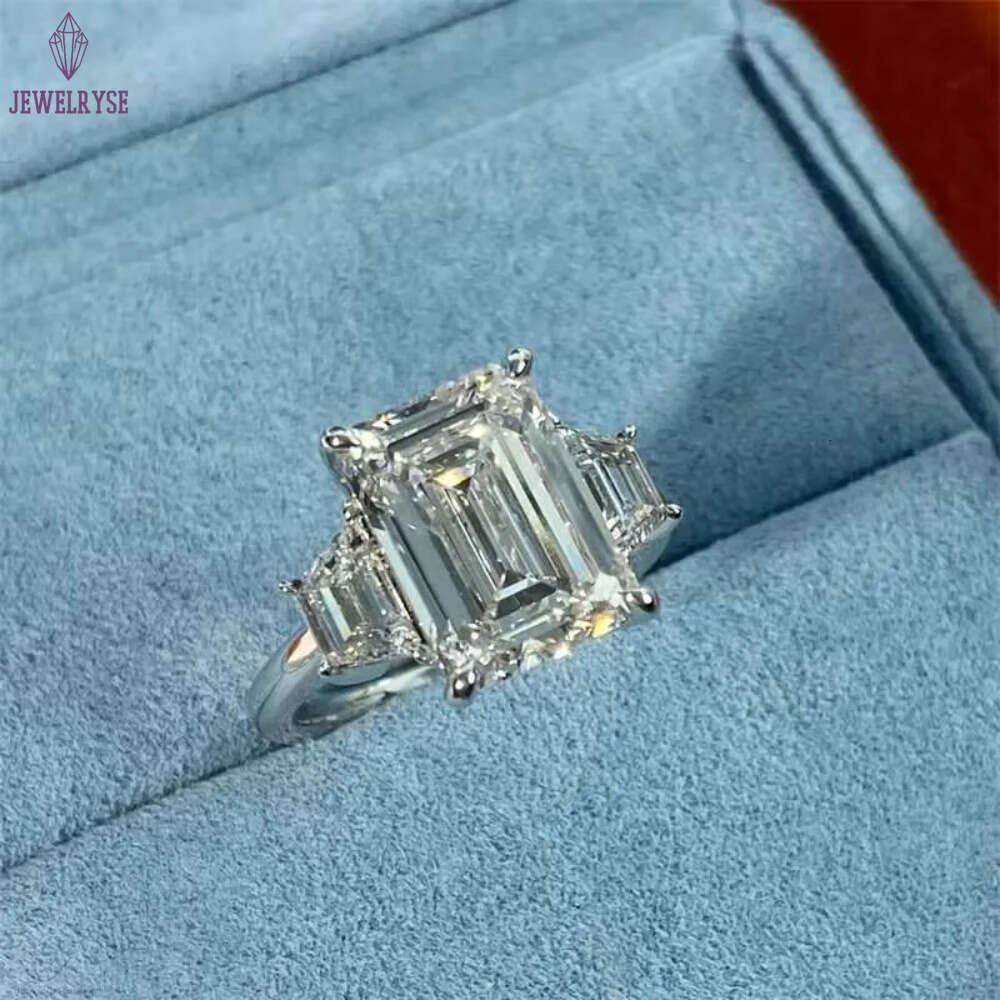 10K 14K 18K White Gold IGI Certificated Lab Grown Diamond 5CT Vintage Engagement Emerald Cut Ring