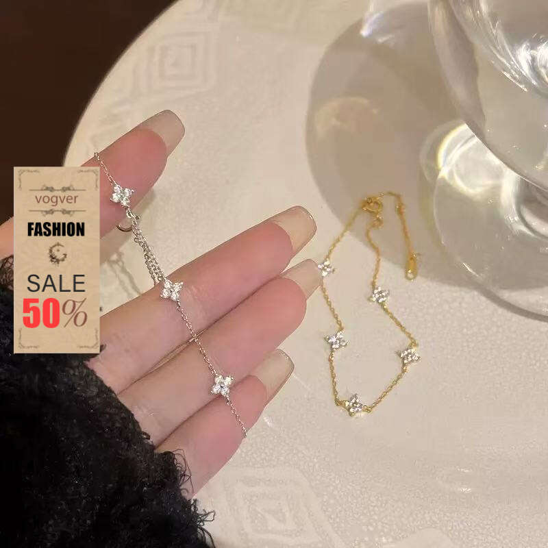 Bracelet for Women Designer Luxury 2026 New French Style Starry Sky Four-Leaf Clover Bracelet for Women Niche Simple Flower Jewelry