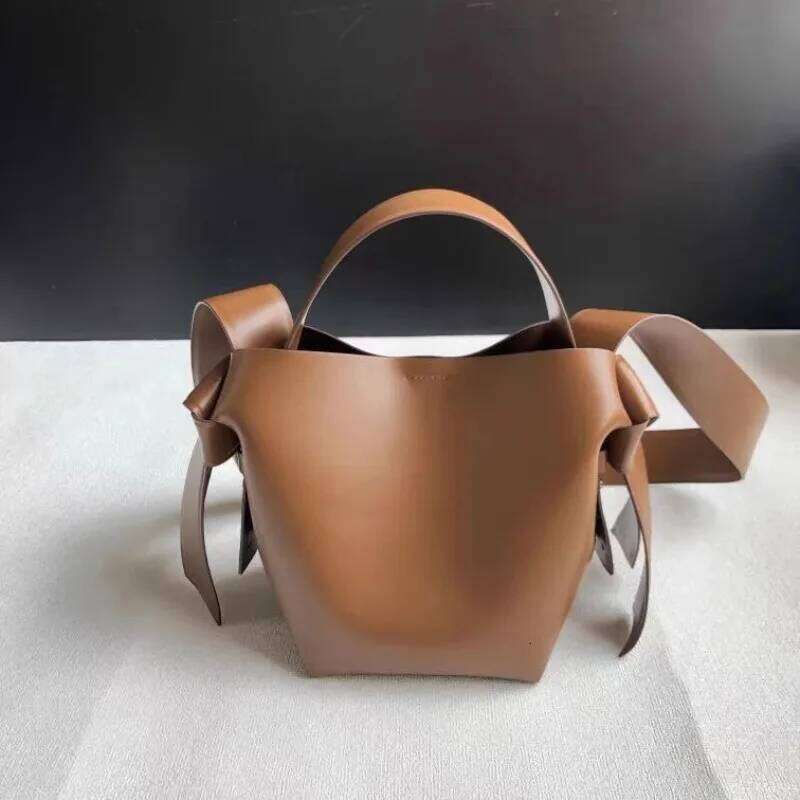 Fashion Bow-Decorated Tote Genuine Leather Shoulder Crossbody Commuter Portable Bucket Bag/Women's Handbag/Shoulder Bag
