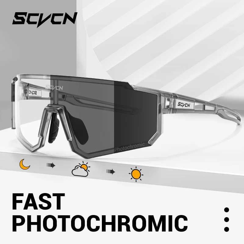 SCVCN New Outdoor Photochromic Sunglasses Sports Bike Cycling Glasses Man MTB Climbing Glasses Women Driving Bicycle Eyewear G251212