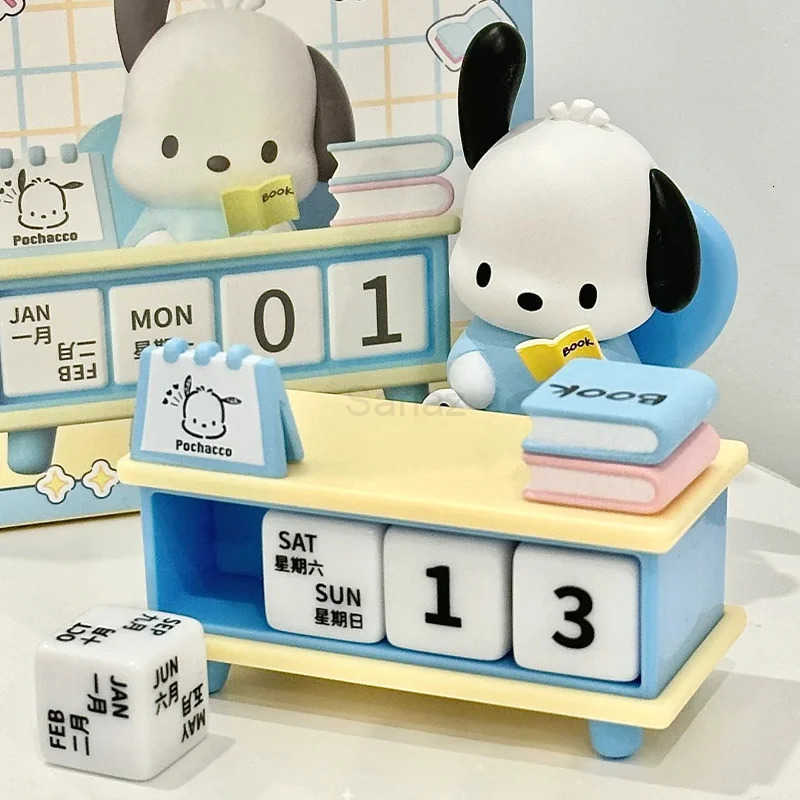 Sanrio Kuromi Pochacco Desk Calendar Ornaments Anime Cartoon Figures Model Removable Desktop Calendar Decorative Tabletop Decoration H251212