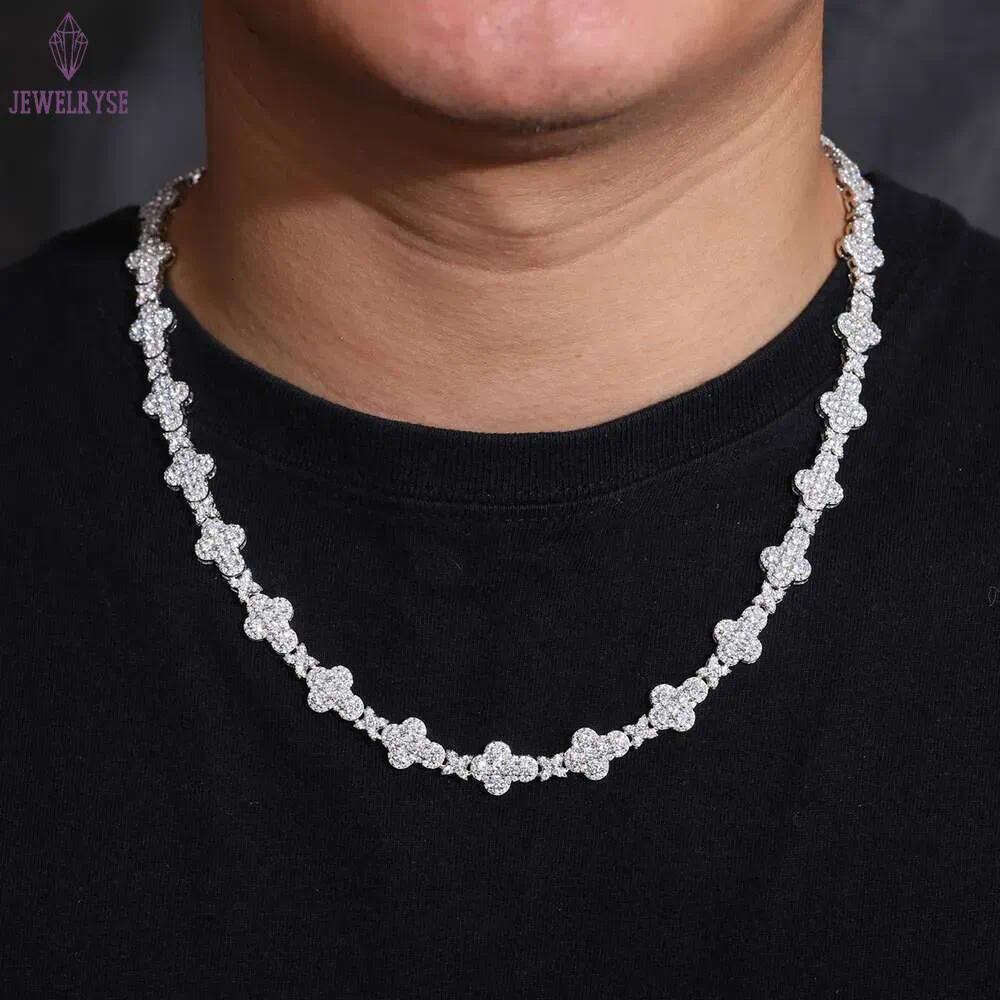 Exquisite Designer 10mm Iced Out Sterg Sier Moissanite Cross Cuban k Chain Necklace GRA Certificated Pass Dia Tester for Men Gift