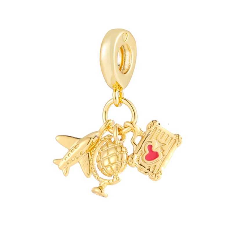 Airplane Suiase Travel Bag Passport Charm Beads Dangle Fit Sier Bracelet Necklace Beads For Diy Jewelry Wen Gift Y251212