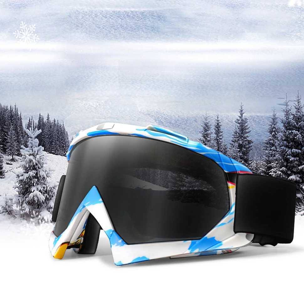 Skiing Glasses Large FRAMe with Colorful LEns DoubLE Layer Anti-Fog Big Face Snow Glasses Ski Mask for Outdoor Sports G251212
