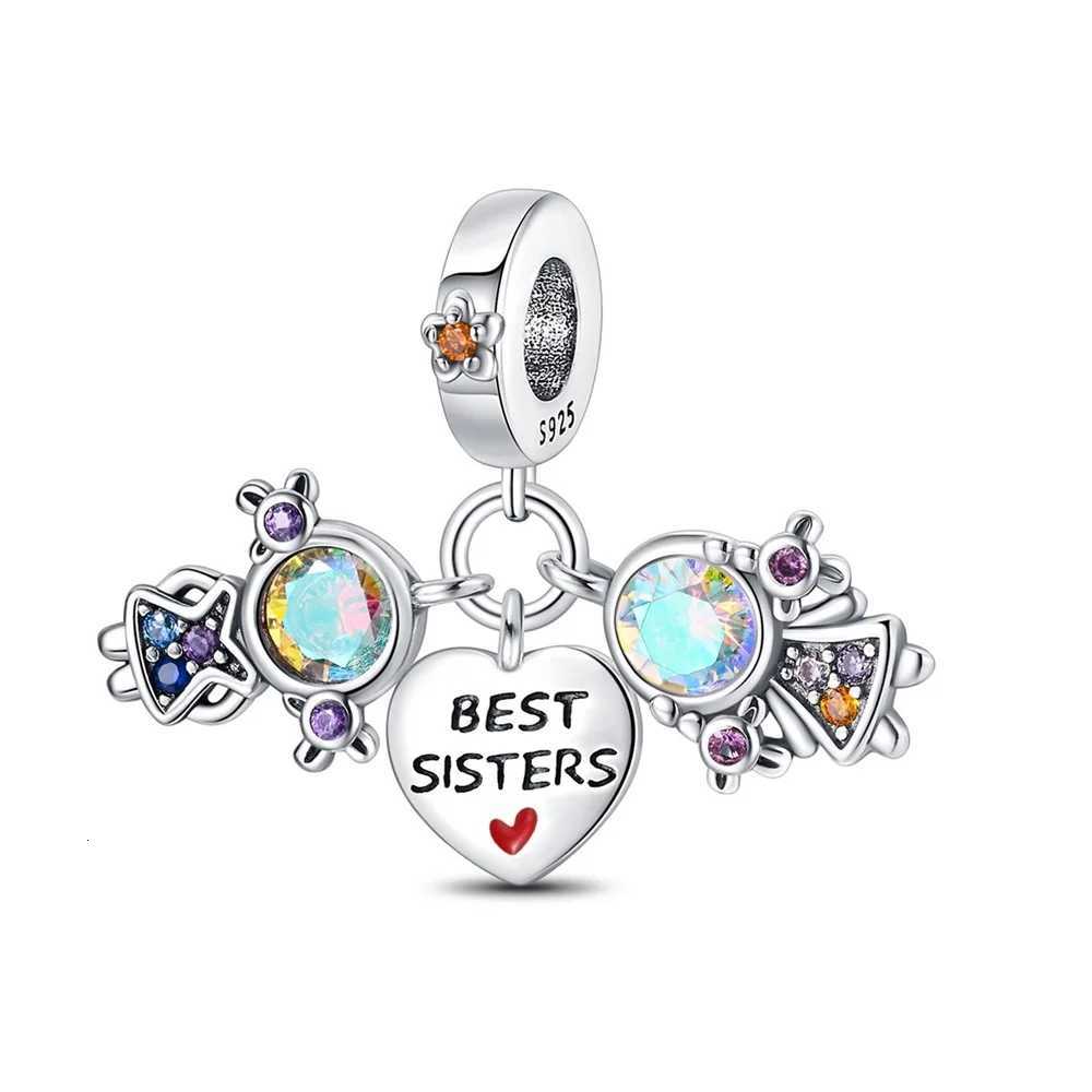Charms 925 Sterling Sier Plated Sister Pendant Set Of Three Pieces Beads Fit Bracelet Diy Gift Wen Delicate Jewelry Y251212