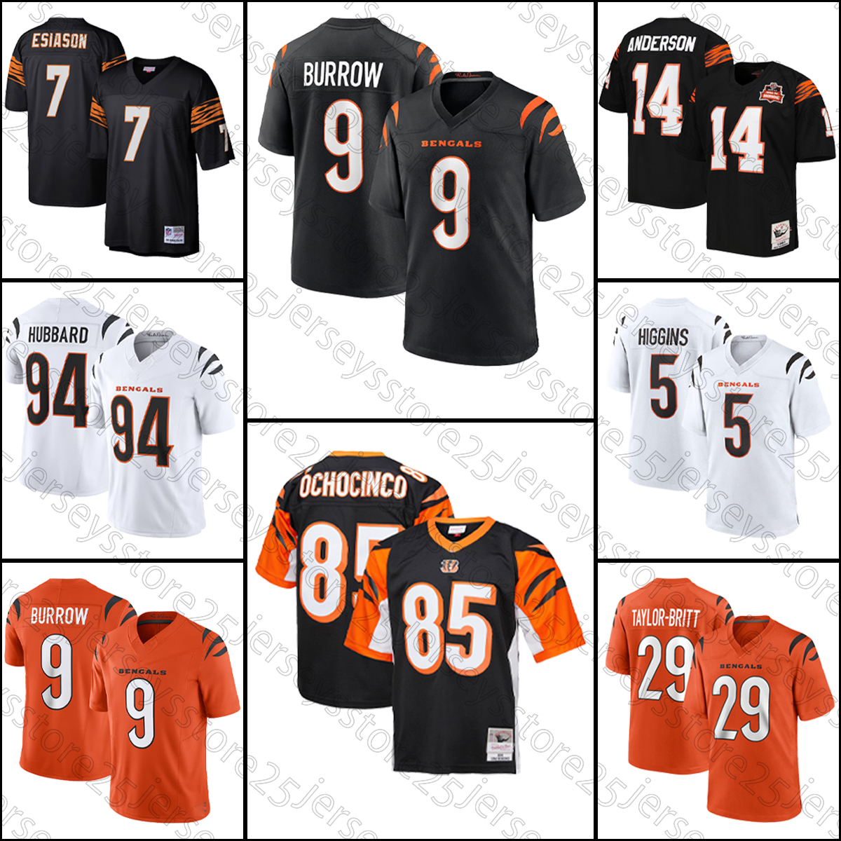 Joe Burrow Football Jersey Ja'Marr Chase Joe Flacco Tee Higgins Chase Brown Andrei Iosivas Mike Gesicki Geno Stone Jordan Battle Mitchell Tinsley Bengalss Jerseys
