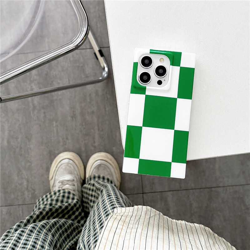 Japanese and Korean Style Simple Square Grid Suitable for iPhone 17 Pro Max Apple 16 Phone Case Glossy Anti-drop 15 Soft
