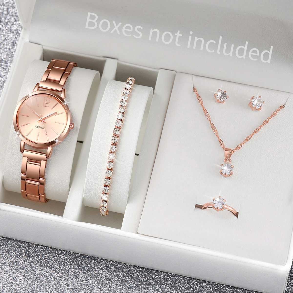 5/6PCS Fashion Women Watches Jewelry Set Luxury Analog Quartz Watch for Women Reloj Mujer Girls Clock GiftWithout Box Y251212