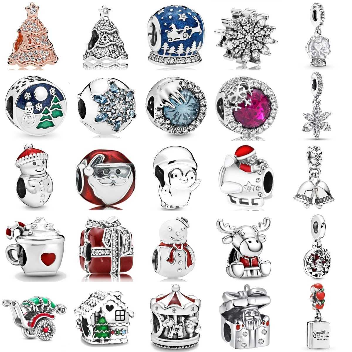New 925 Sterling Sier Father Christmas Bell Snowman Pendant Trinket Bead Fit Charms Bracelet Jewerly in 2025 Y251212
