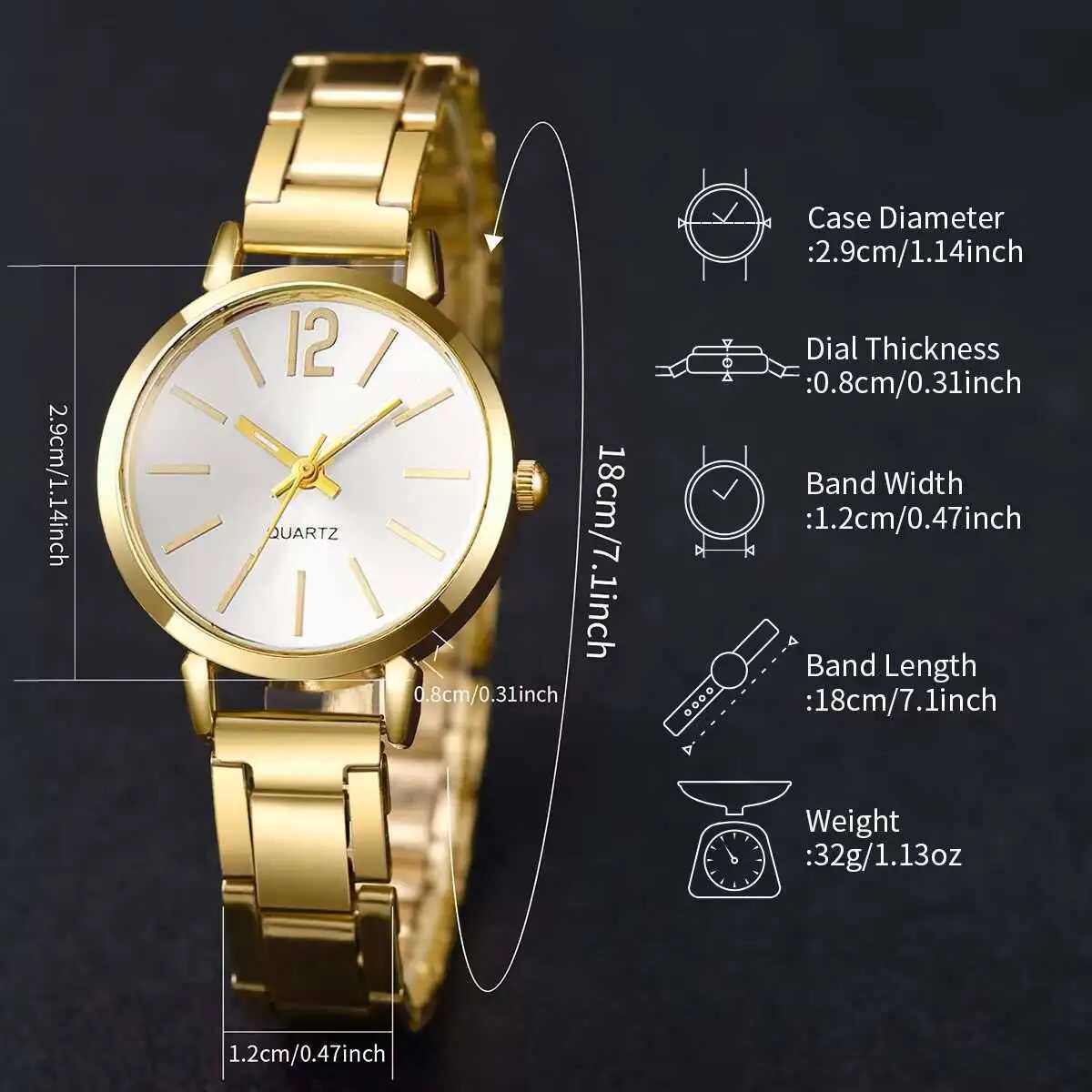 6PCS/Set Elegant Women Quartz Watch Fashion Analog Quartz Watches Jewelry Set Reloj MujerWithout Box Y251212