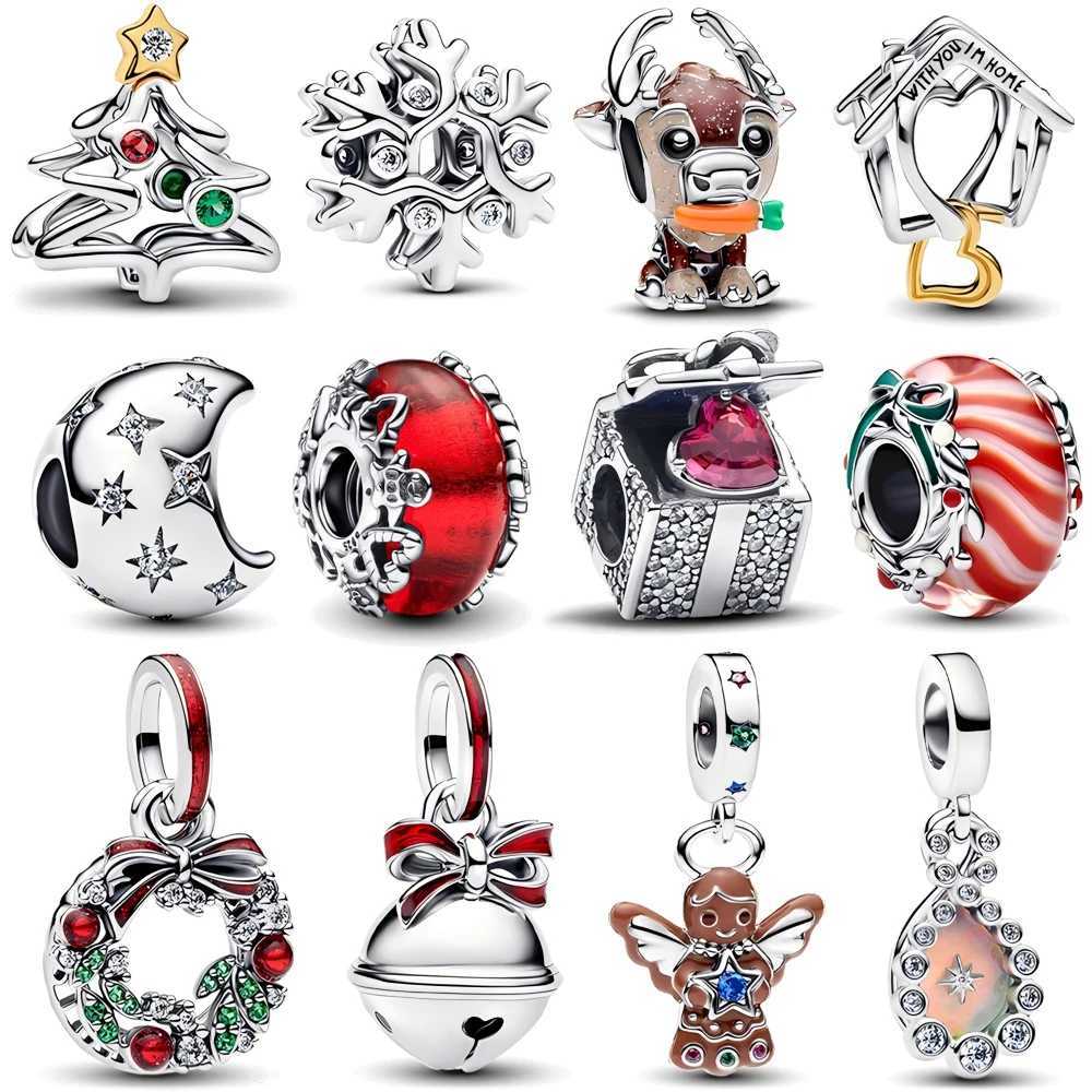 Sparkling Christmas Charms Bell Moon Beads Pendants Fit Pan Bracelet Necklace DIY Wen Jewelry New Year Gift Y251212