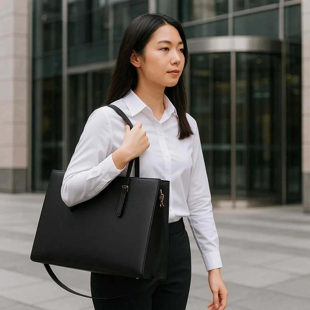 Stylish Large Capacity Laptop Tote Bag Professional Waterproof Large Capacity Bag Women Shoulder Bag for Office WorkT251212