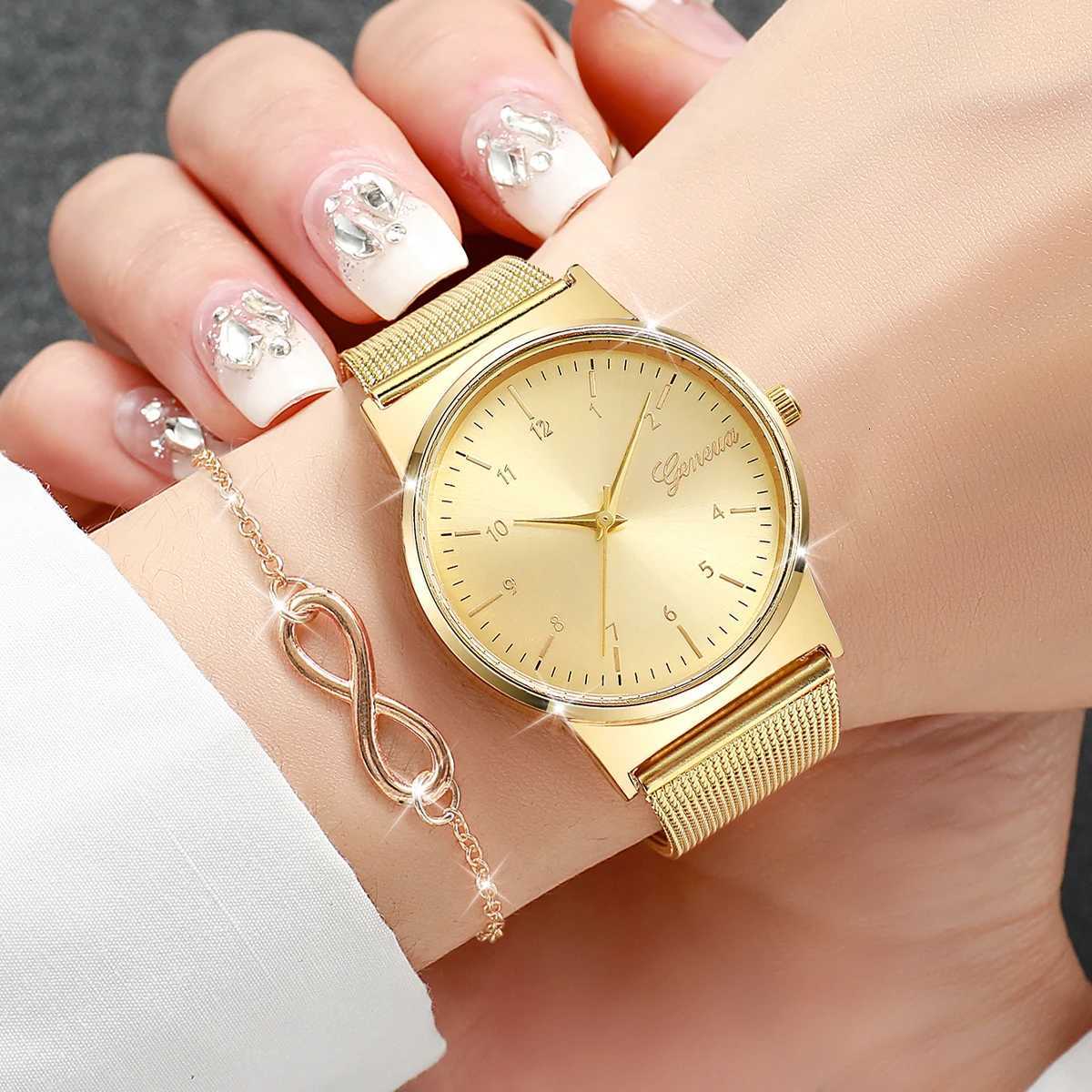3PCS/Set Fashion Dial Women Watches Simple Ladies Quartz Wristwatch Jewelry Set Reloj MujerWithout Box Y251212