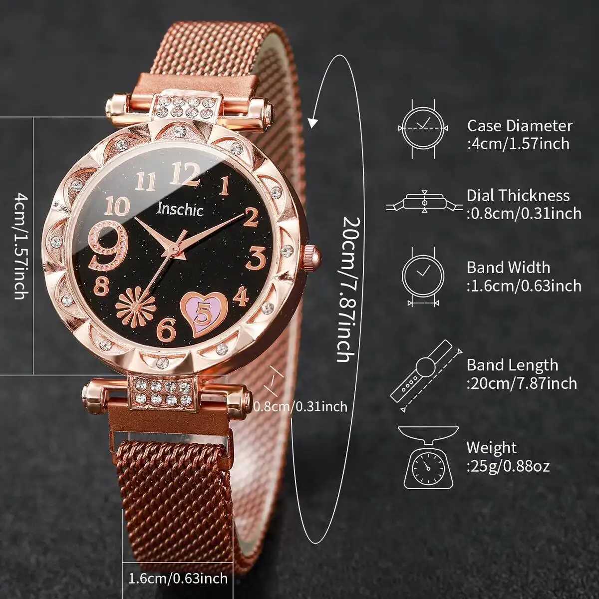 2PCS Fashion Womens Watches Set Magnet Buckle Mesh Strap Analog Quartz Watch Star Bracelet Set Reloj Mujer Y251212