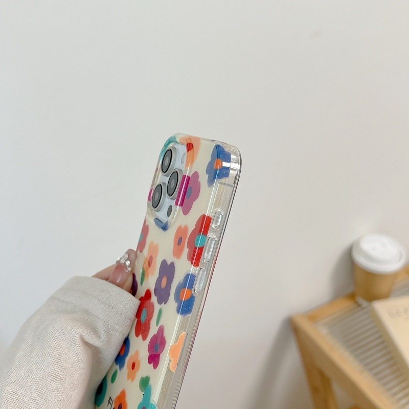 ins Colorful Flower Compatible with iPhone 17 Max Apple 16 Pro Phone Case IMD Fresh 15/14 New Model