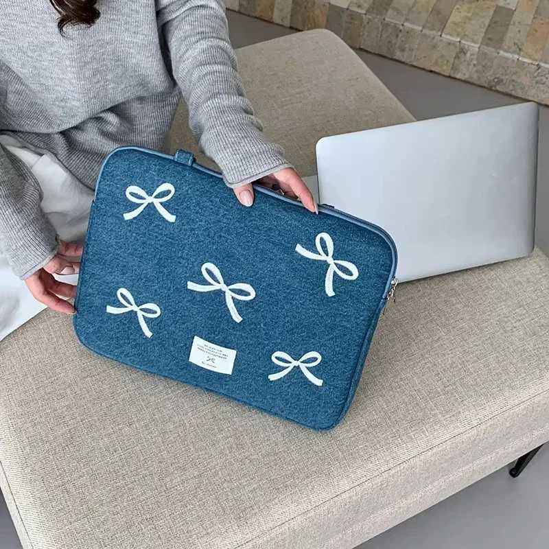 Bowknot Heart Denim Laptop Handbag Sleeve Bag For Macbook For Ipad Pro For Thinkpad Lenovo HP Dell Notebook PC Computer TabletT251212