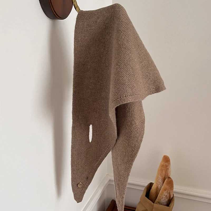 Knitted Scarf Women 100 Wool Winter Warm Scarves Bright Solid Color Design Thickened Shawl Soft Triangle Pashmina Neckerchief Y251211