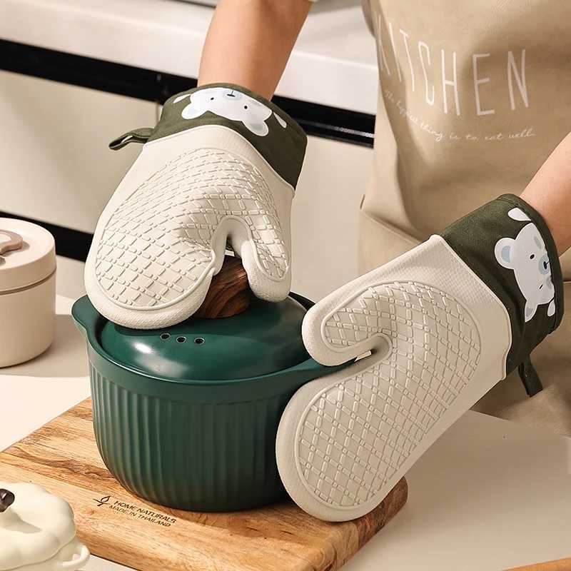 1PCS Silicone heat insation gloves thicke non-slip high temperature oven gloves baking and scalding kitchen hand clamps H251212