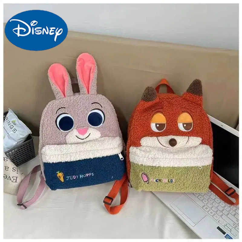 Disney Zootopia Judy Nick Animation Cartoon Cute Plush Backpack Creative Kawaii Large Capacity Student Backpack School Bag Gift H251212