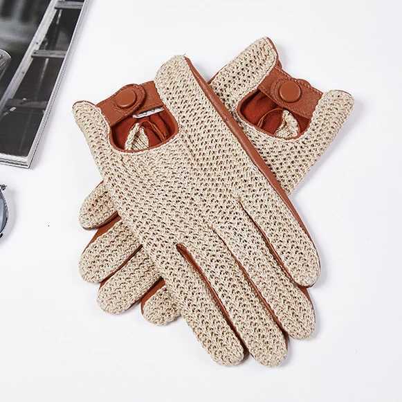 Men Knitted Goatskin Touch Screen Gloves for Daily Motorcycling Driving Y251211