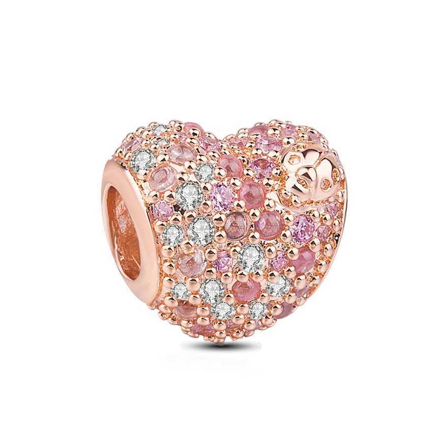 New Sparking Rose Gold Charm Beads Dangle European Snake Fit Sier Bracelet Necklace Beads For Diy Jewelry Wen Gift Y251212