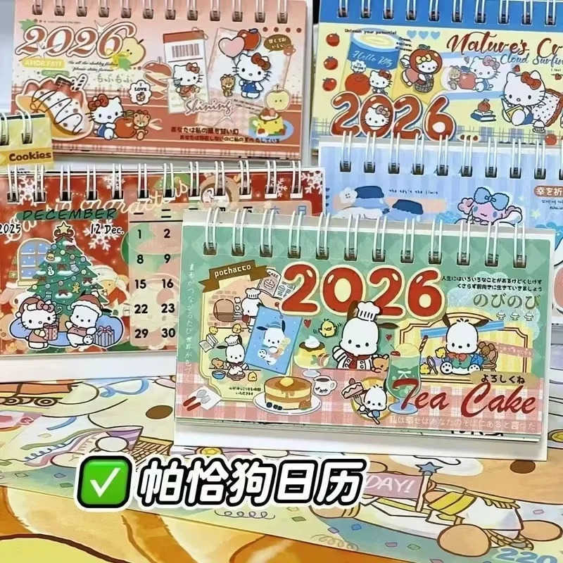Sanrio 2026 Hello Kitty Pochacco Cinnamoroll Ins-Style Long Desk Calendar - Office Student Desktop Decor New Year Gift Collectible H2512121