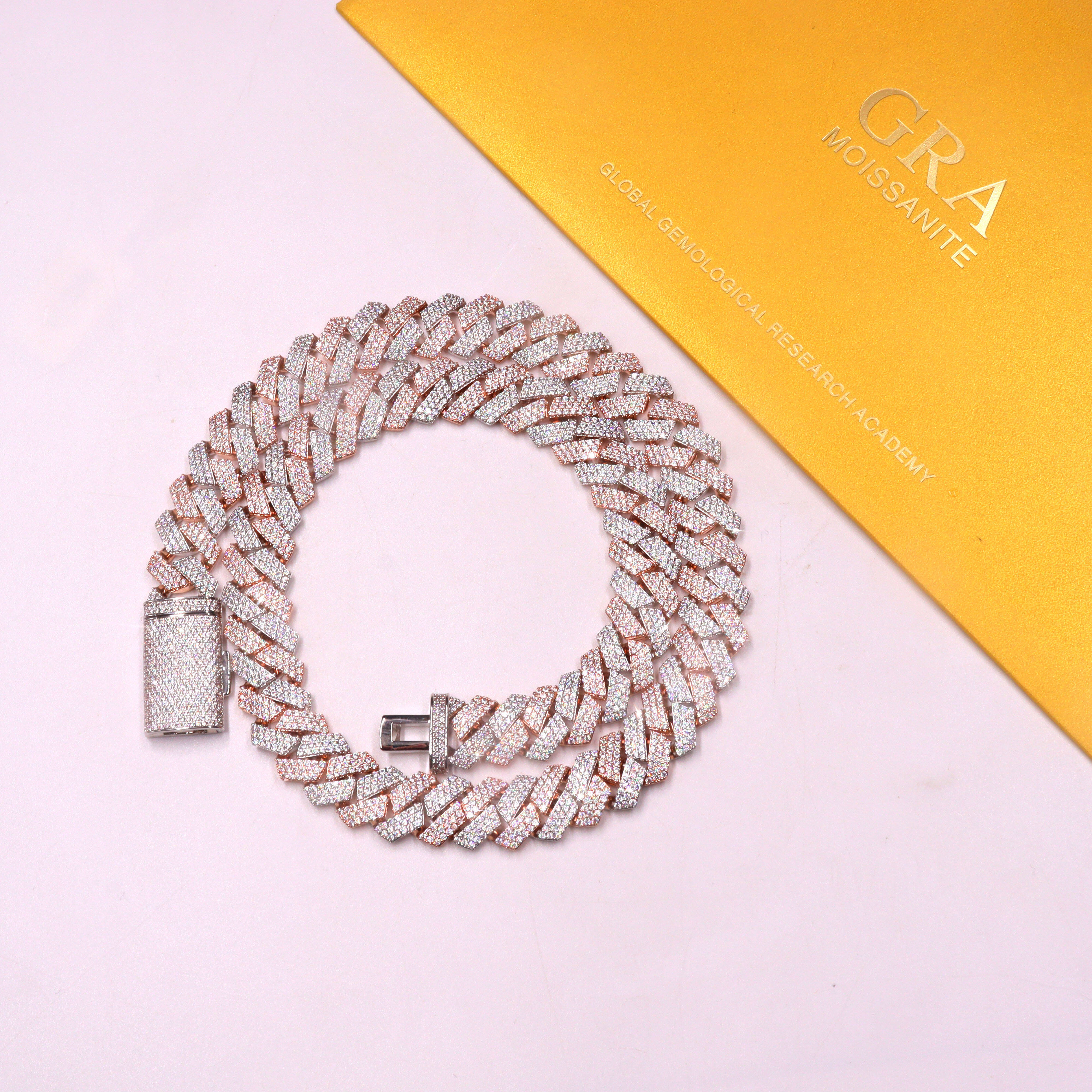 925 Silver Necklace Hip Hop Chain Custom Necklace Fine Jewelry Zircon 13MM Europe and the United States Popular