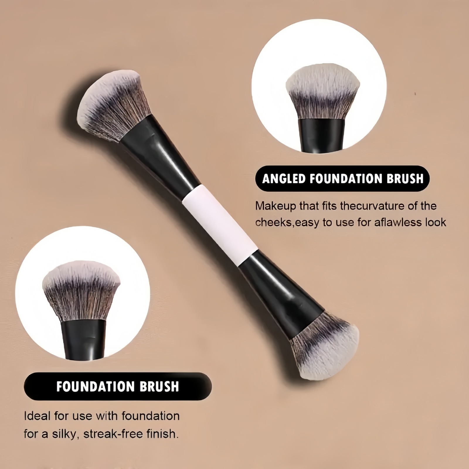 F4 DualEnded Foundation Face Brush Doubleended Powder Blush Contour and Eyeshadow Concealer Makeup Brushes 251017