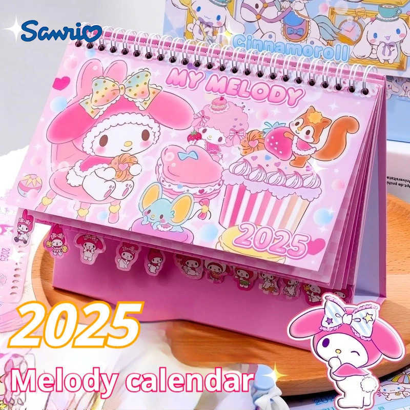 Sanrio 2025 New Calendar Hello Kitty Kuromi Cinnamoroll Student Desktop Decoration Learning Plan Cartoon Calendar Monthly Calendar H251212