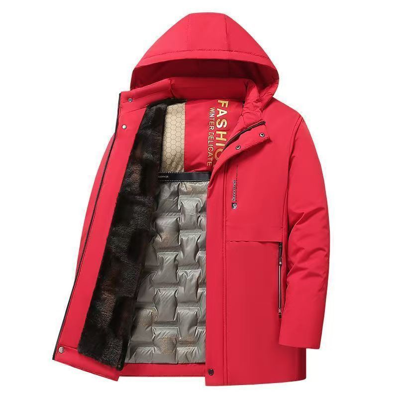 2025 New Black & Gold Down Cotton Coat: Fleece-Lined Thickened Windproof Waterproof Removable Winter Padded Jacket