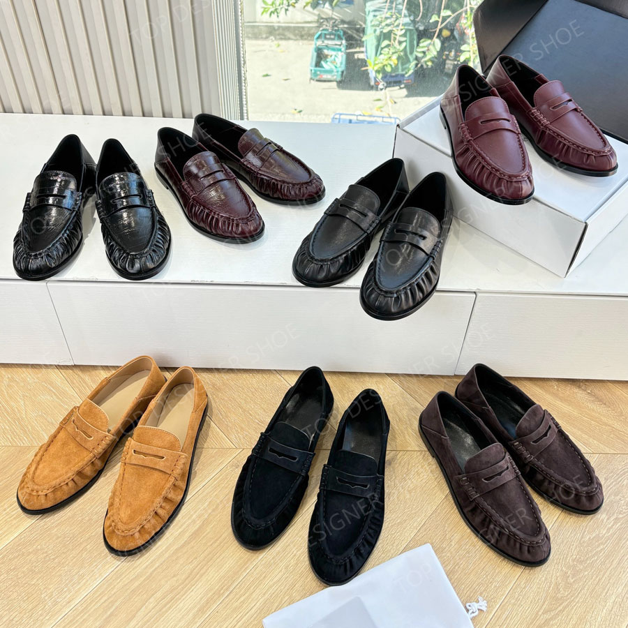 Top quality Classic brown Suede loafers slip on shoes Flat heel dress shoes for womens Luxury designer loafers laidy holiday Driving shoes Leisure Factory footwear