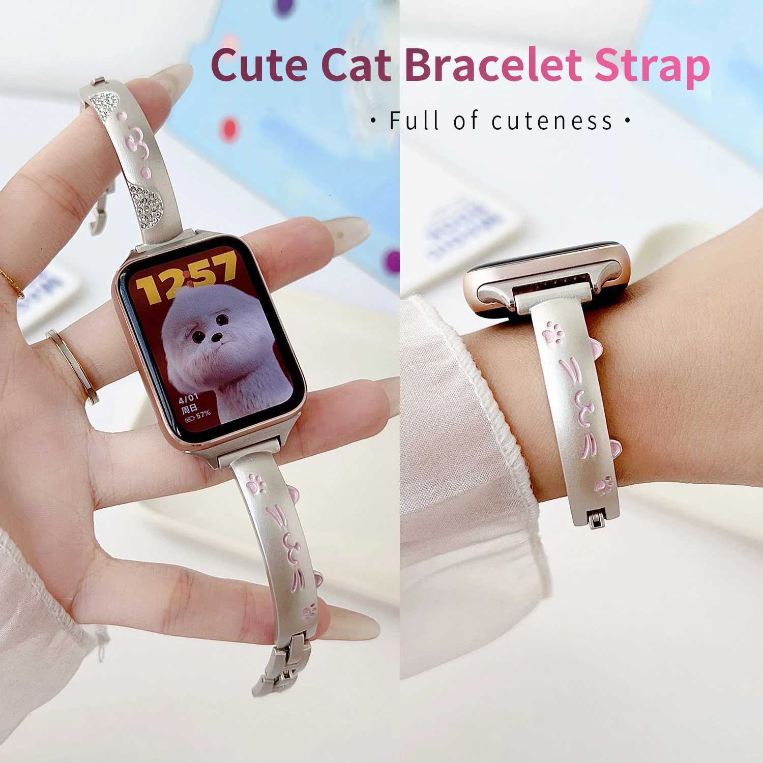 Cute Cat Bracelet Strap for Xiaomi Bracelet 10 8/9 Pro Cute Girl Strap for Huawei Bracelet 8 9/10 Fit4 4pro Universal18 20 22mm Y251212